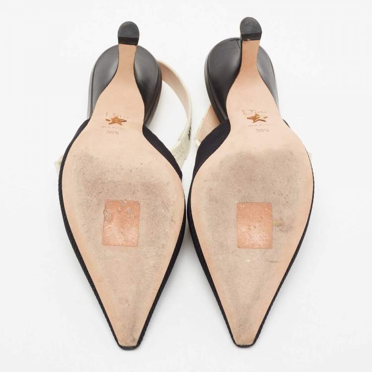 Pre Owned Dior Black Canvas  J'adior Slingback Pumps Size 36.5