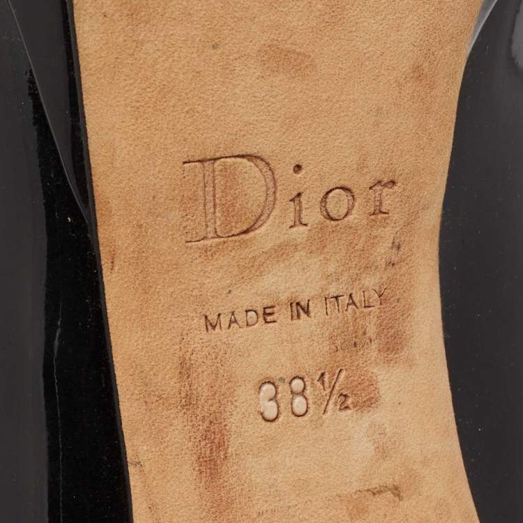 Pre Owned Dior Black Patent Leather Miss Dior Peep Toe Platform Pumps Size 38.5 