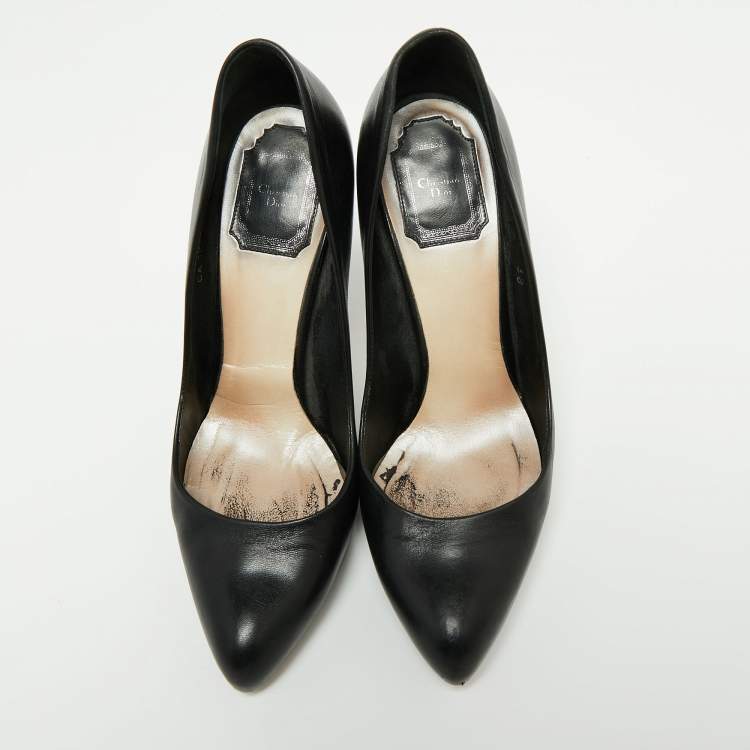 Pre Owned Dior Black Leather Miss Dior Pointed Toe Platform Pumps Size 38