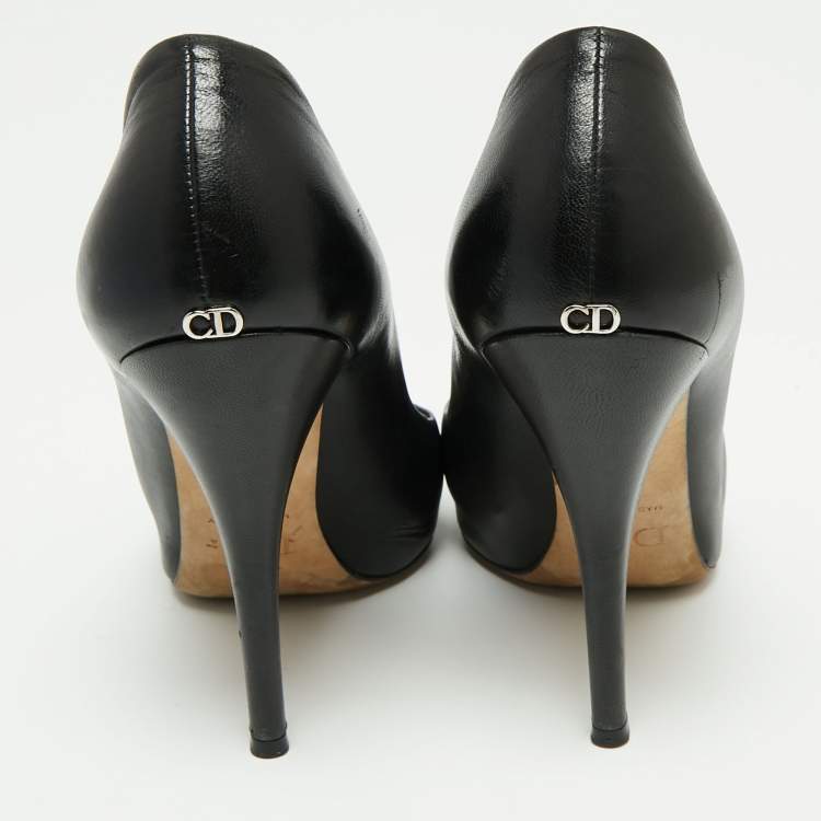 Pre Owned Dior Black Leather Miss Dior Pointed Toe Platform Pumps Size 38