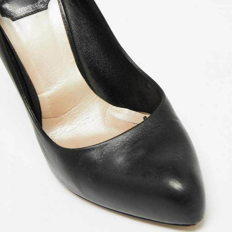 Pre Owned Dior Black Leather Miss Dior Pointed Toe Platform Pumps Size 38