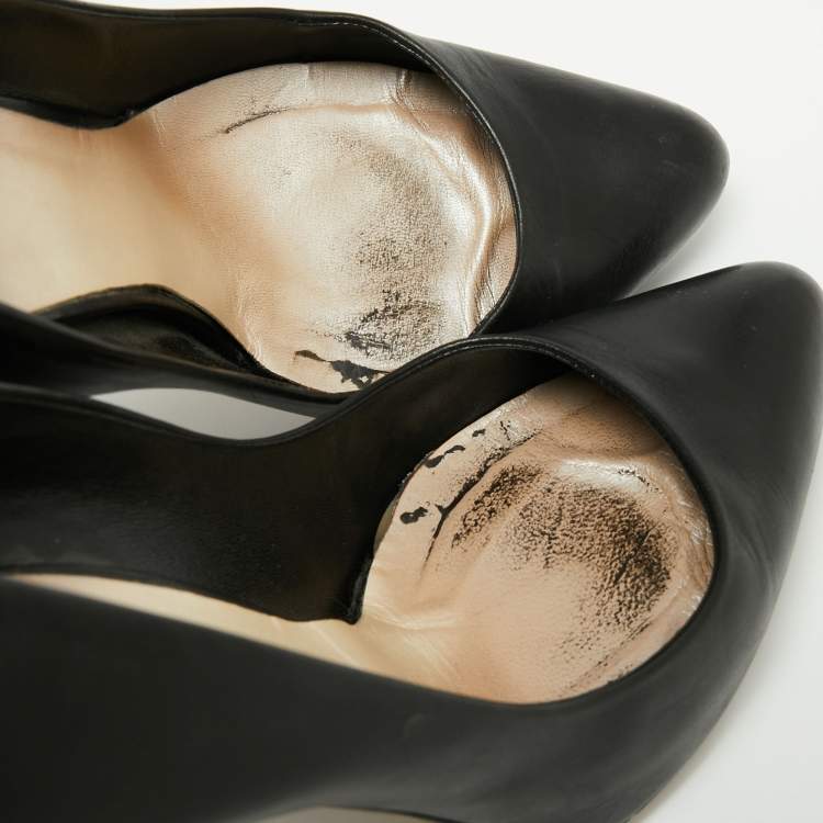 Pre Owned Dior Black Leather Miss Dior Pointed Toe Platform Pumps Size 38