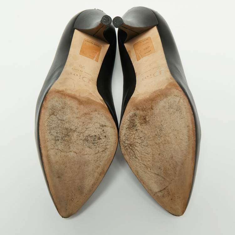 Pre Owned Dior Black Leather Miss Dior Pointed Toe Platform Pumps Size 38
