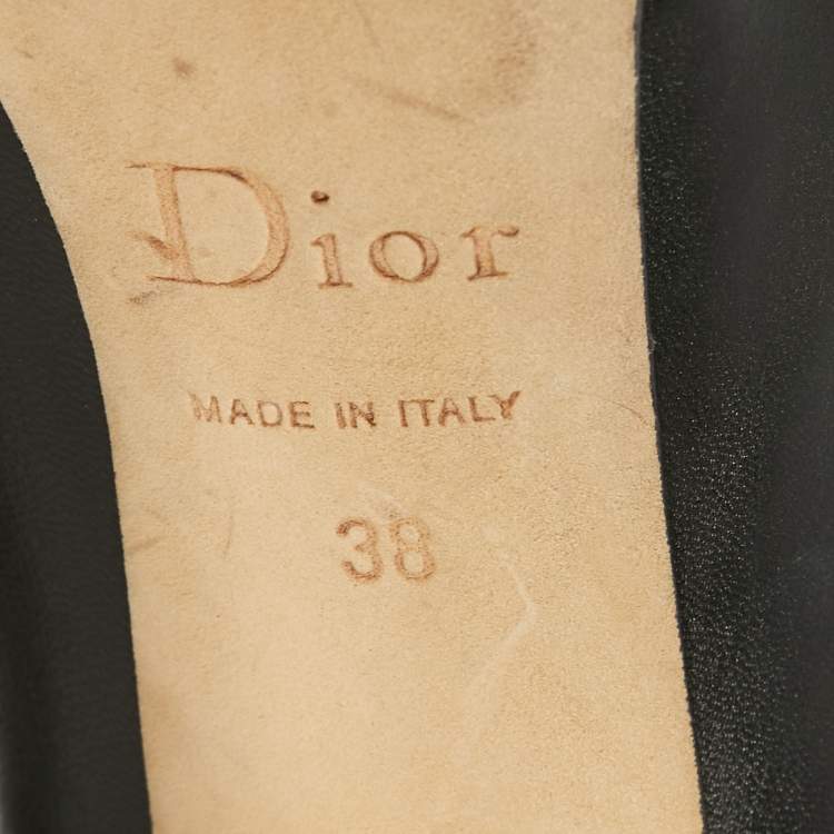 Pre Owned Dior Black Leather Miss Dior Pointed Toe Platform Pumps Size 38