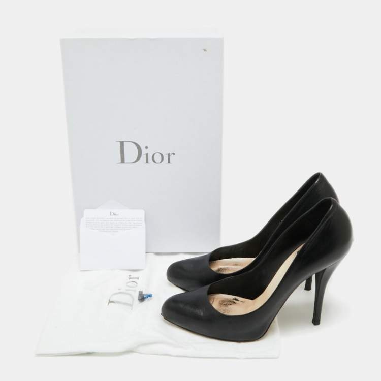 Pre Owned Dior Black Leather Miss Dior Pointed Toe Platform Pumps Size 38