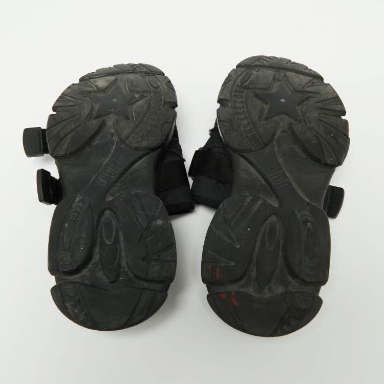 Pre Owned Christian Dior Black Fabric D-Wander Slides Size 38