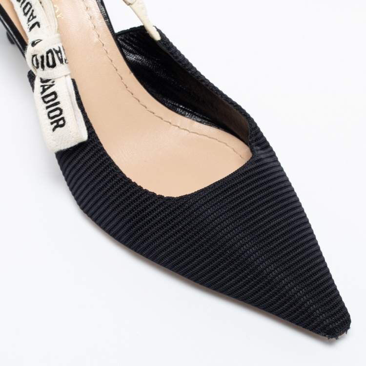 Pre Owned Dior Black Knit Fabric Pointed Toe J'Adior Slingback Pumps Size 40