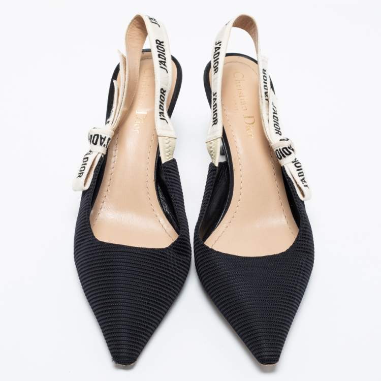 Pre Owned Dior Black Knit Fabric Pointed Toe J'Adior Slingback Pumps Size 40