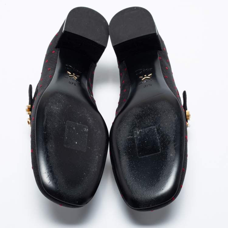 Pre Owned Dior Black Suede And Mesh Baby-D Mary Jane Pumps Size 37.5