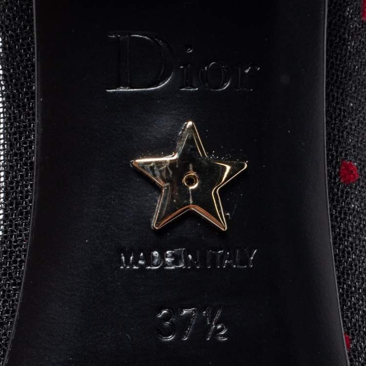 Pre Owned Dior Black Suede And Mesh Baby-D Mary Jane Pumps Size 37.5