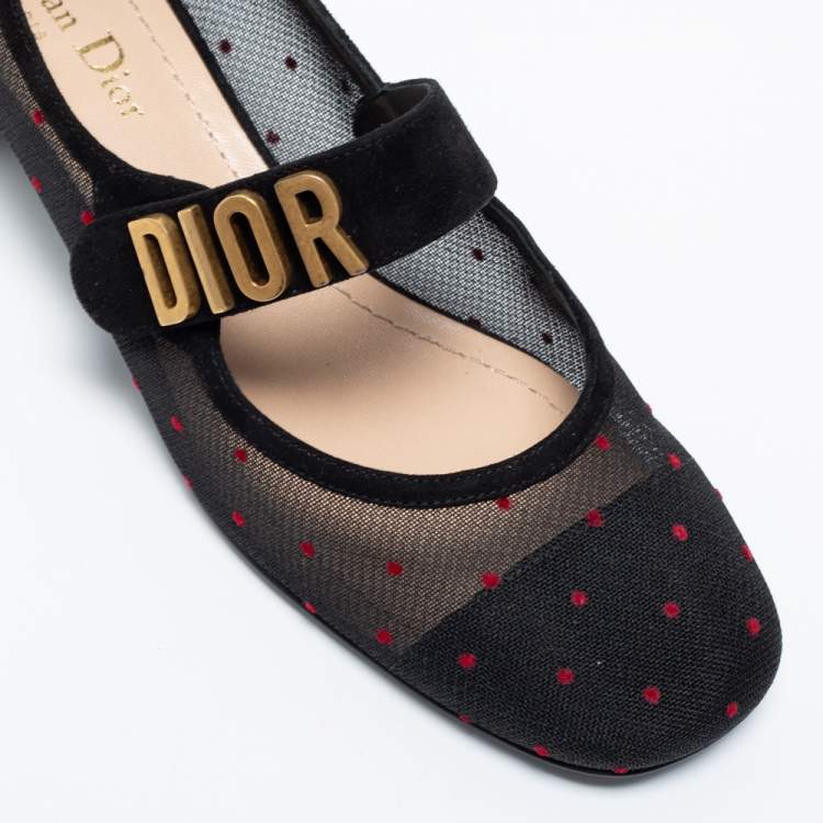 Pre Owned Dior Black Suede And Mesh Baby-D Mary Jane Pumps Size 37.5