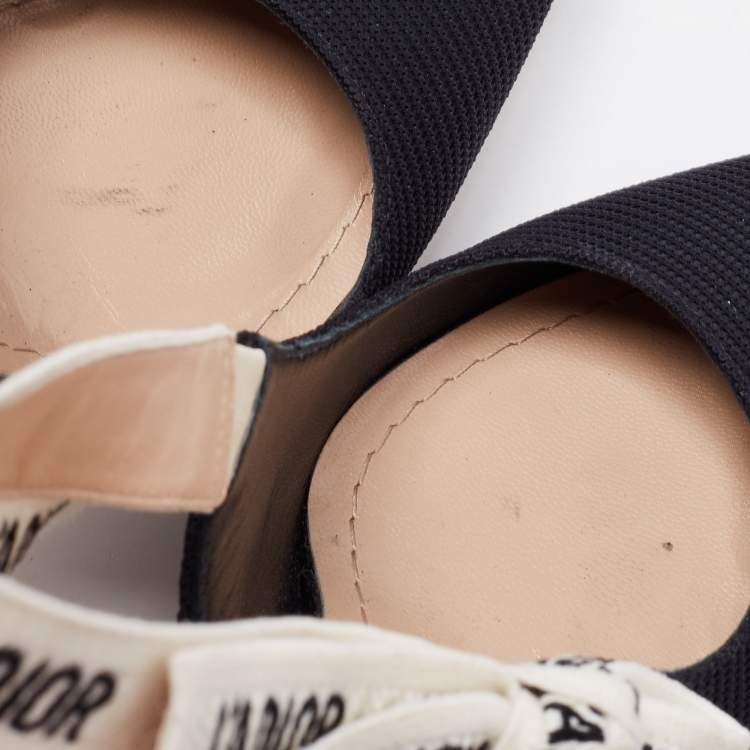 Pre Owned Dior Black Technical Canvas J'adior Sling Pumps Size 34.5