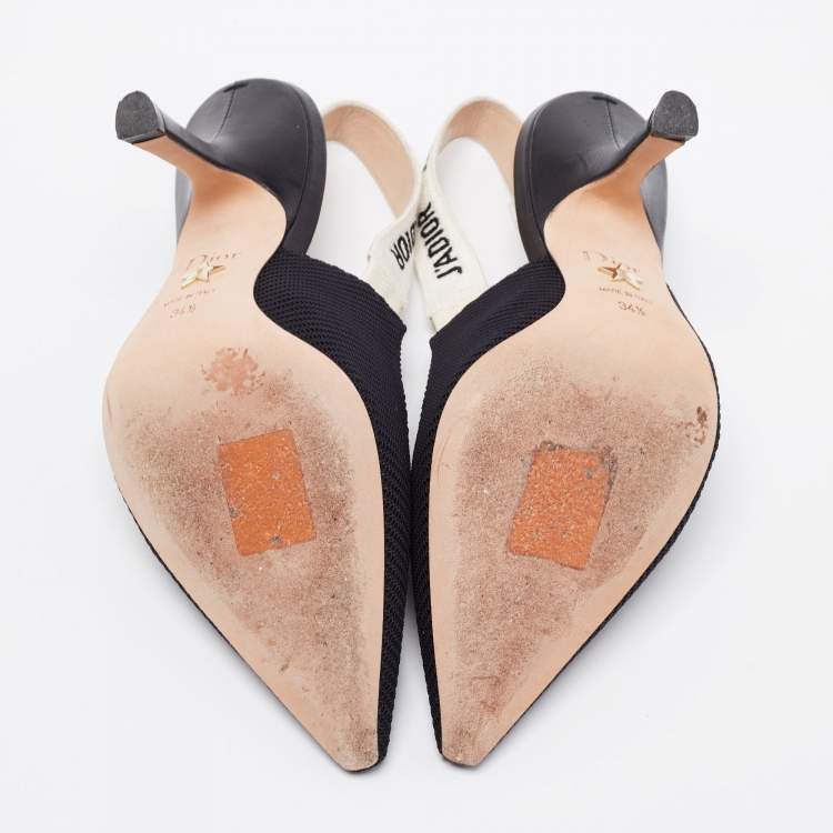 Pre Owned Dior Black Technical Canvas J'adior Sling Pumps Size 34.5