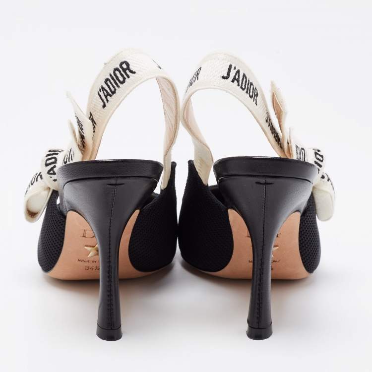Pre Owned Dior Black Technical Canvas J'adior Sling Pumps Size 34.5