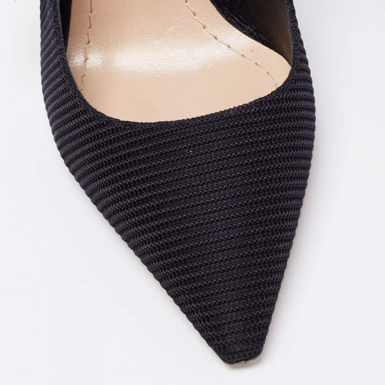 Pre Owned Dior Black Technical Canvas J'adior Sling Pumps Size 34.5