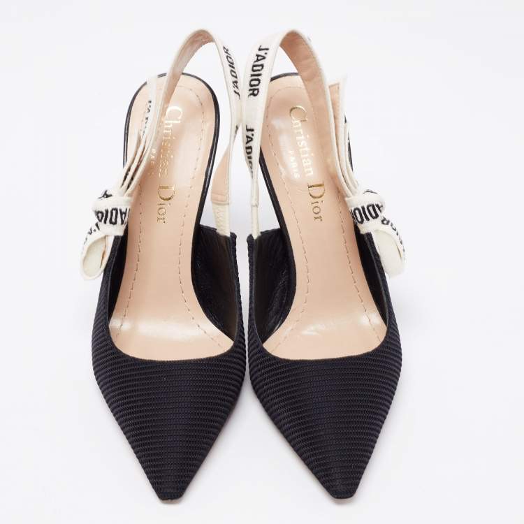 Pre Owned Dior Black Technical Canvas J'adior Sling Pumps Size 34.5