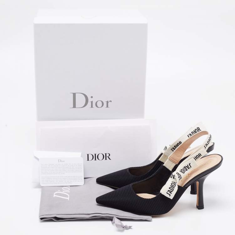 Pre Owned Dior Black Technical Canvas J'adior Sling Pumps Size 34.5