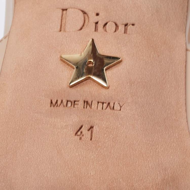 مملوكة مسبقًا Dior Beige Patent Leather J'adior Slingback Pumps Size 41