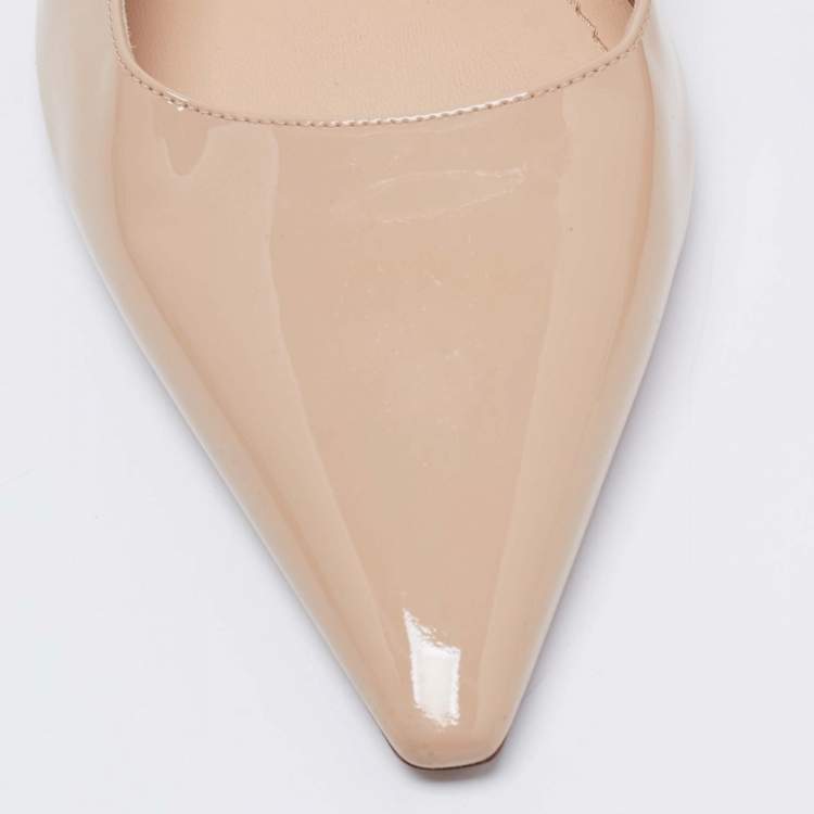 مملوكة مسبقًا Dior Beige Patent Leather J'adior Slingback Pumps Size 41