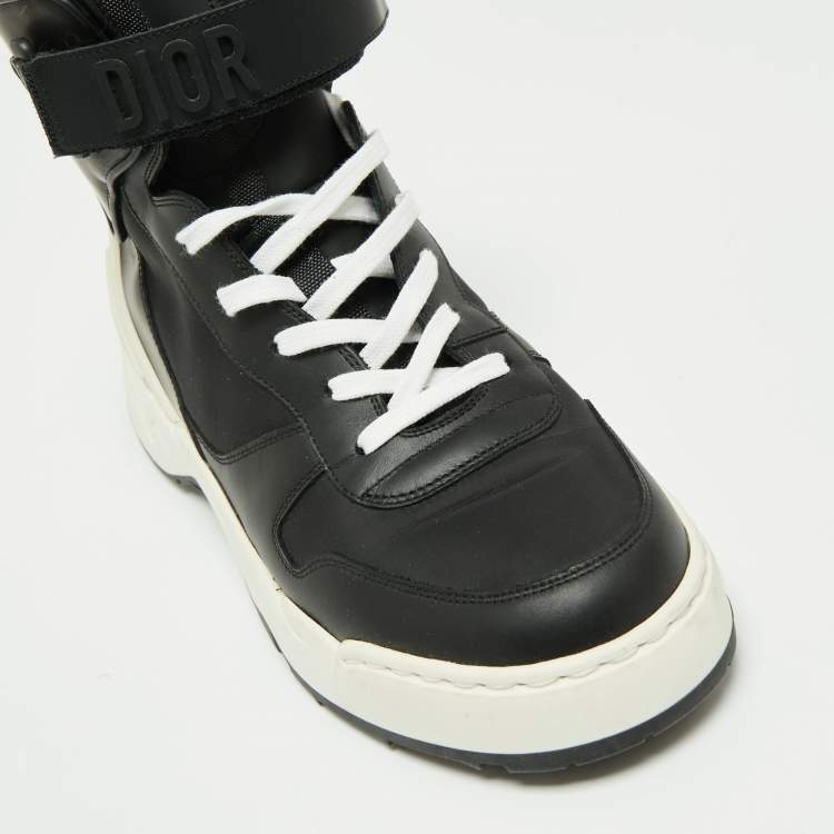 Pre Owned Dior Black/White Leather Jumper High Top Sneakers Size 38