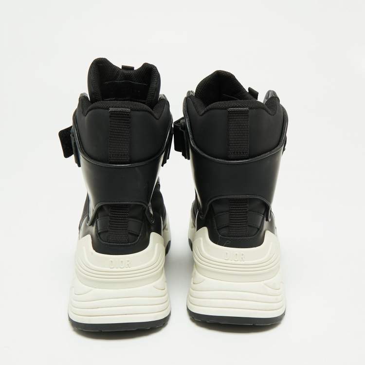 Pre Owned Dior Black/White Leather Jumper High Top Sneakers Size 38