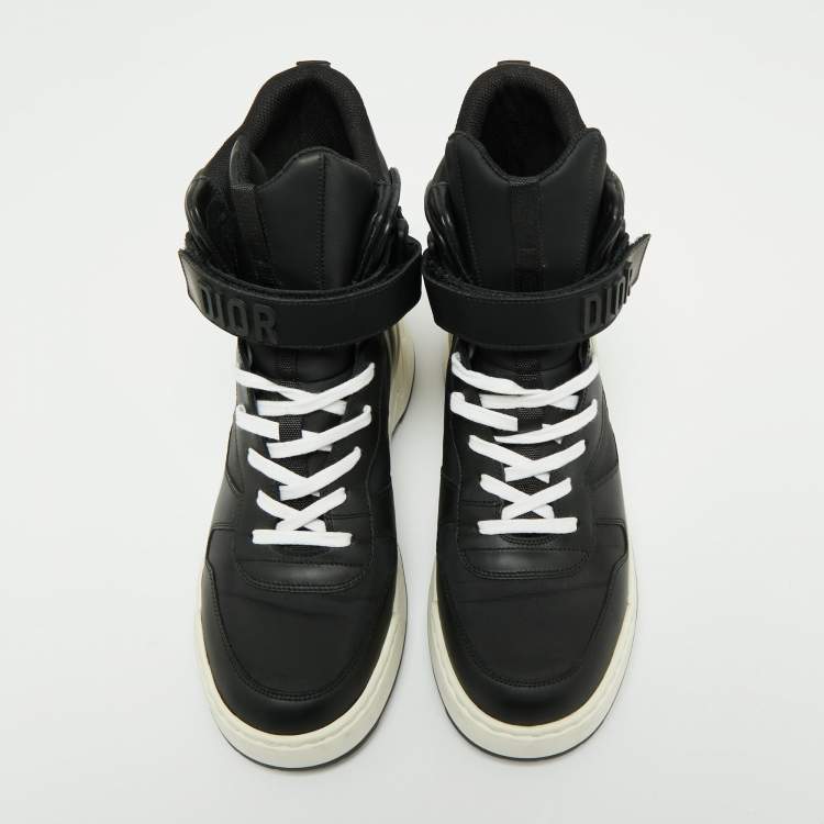 Pre Owned Dior Black/White Leather Jumper High Top Sneakers Size 38