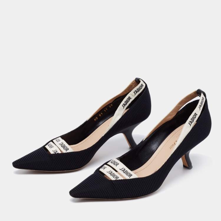 Pre Owned Dior Black Technical Fabric J'adior Pointed Toe Pumps Size 38