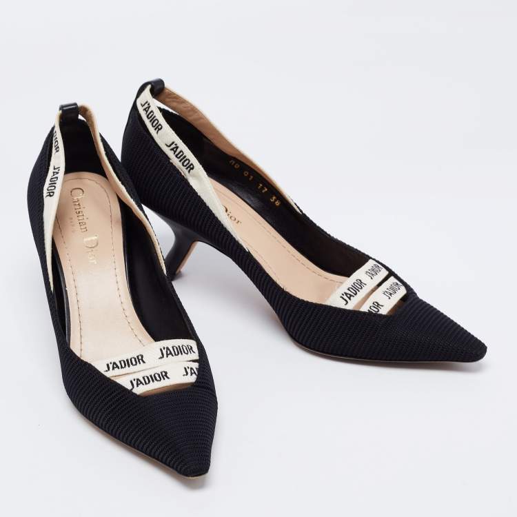 Pre Owned Dior Black Technical Fabric J'adior Pointed Toe Pumps Size 38