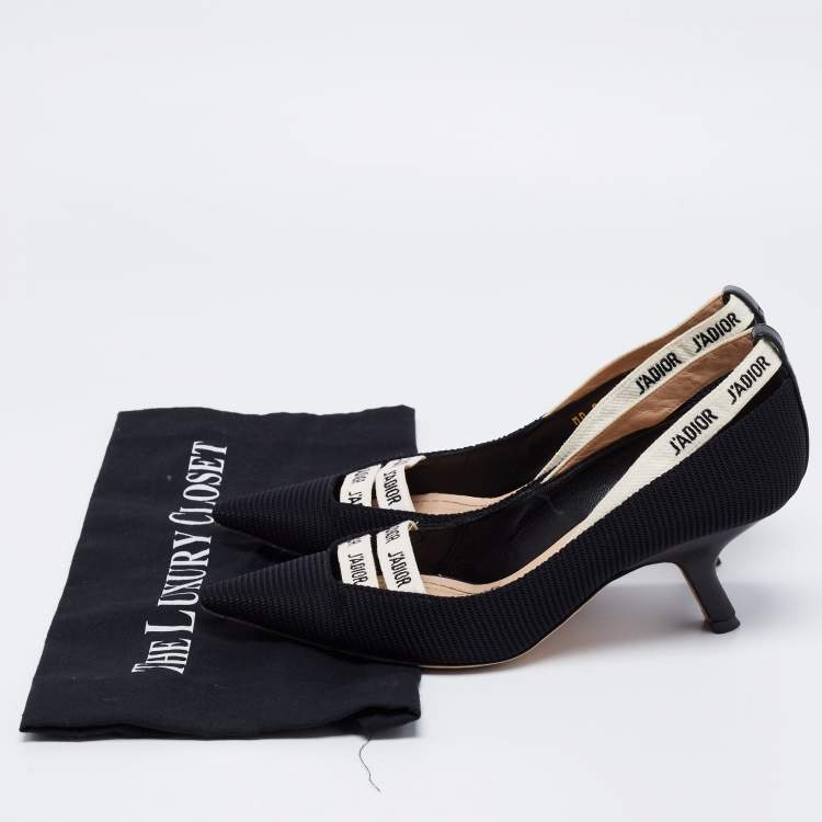 Pre Owned Dior Black Technical Fabric J'adior Pointed Toe Pumps Size 38
