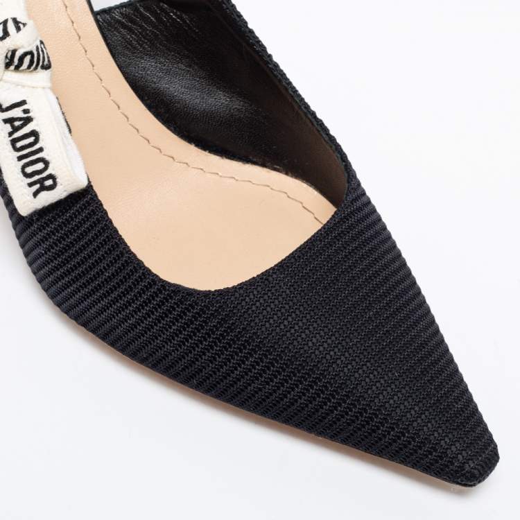 Pre Owned Dior Black Technical Fabric J'adior Slingback Sandals Size 37.5