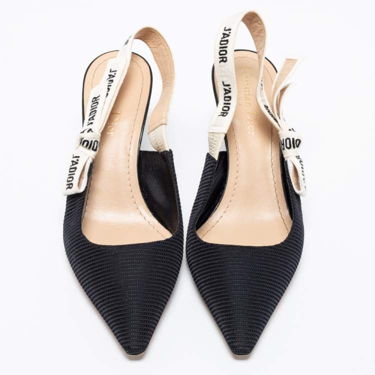 Pre Owned Dior Black Technical Fabric J'adior Slingback Sandals Size 37.5