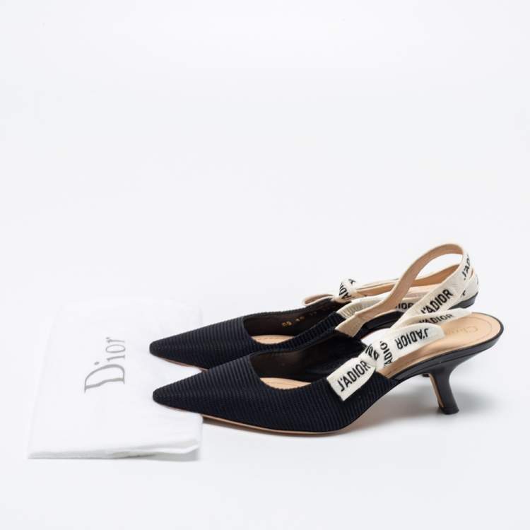 Pre Owned Dior Black Technical Fabric J'adior Slingback Sandals Size 37.5
