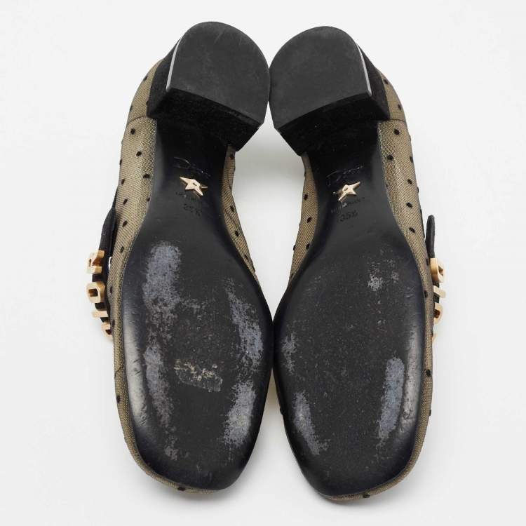 مملو�كة مسبقًا Dior Black Mesh And Suede Trim Baby-D Mary Jane Pumps Size 35.5
