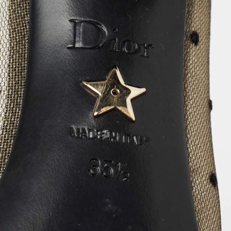 مملوكة مسبقًا Dior Black Mesh And Suede Trim Baby-D Mary Jane Pumps Size 35.5