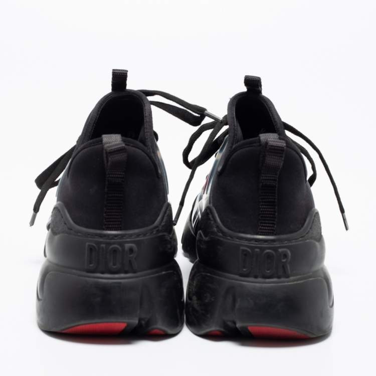 Pre Owned Dior Black Leather And Fabric D-Connect Je T'Aime Chunky Sneakers Size 38