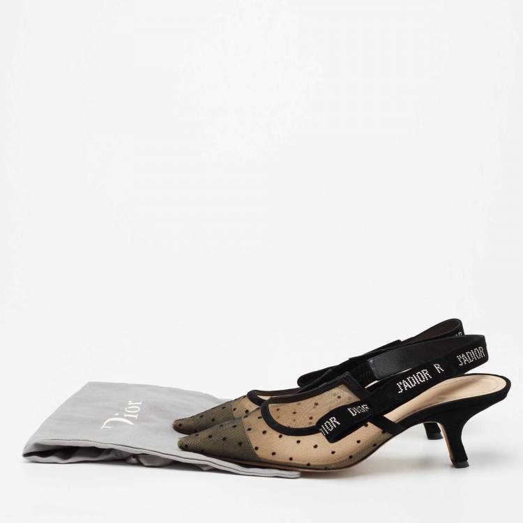 Pre Owned Dior Black Mesh and Suede J'Adior Slingback Pumps Size 40