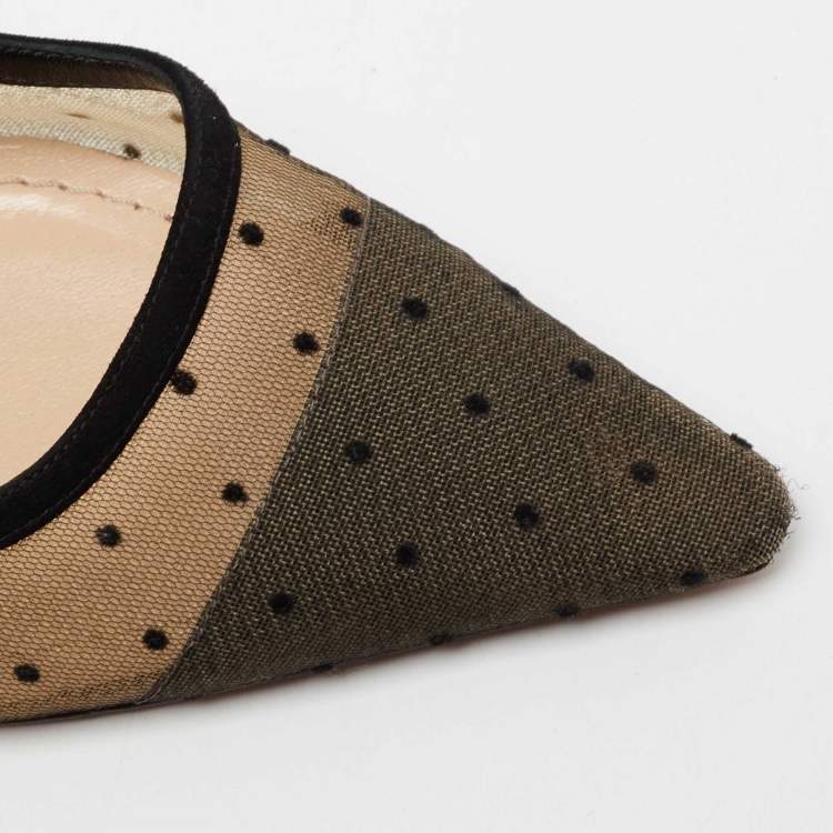 Pre Owned Dior Black Mesh and Suede J'Adior Slingback Pumps Size 40