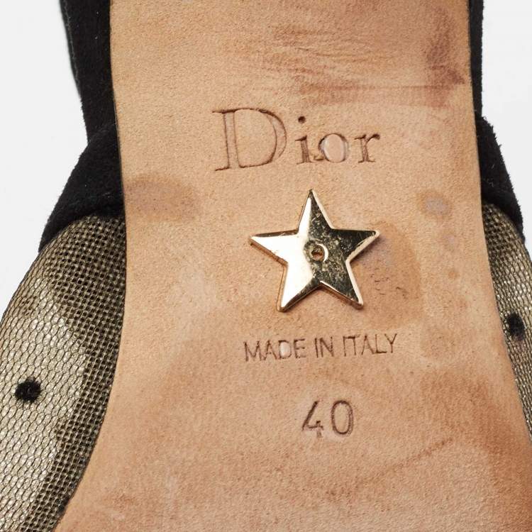 Pre Owned Dior Black Mesh and Suede J'Adior Slingback Pumps Size 40