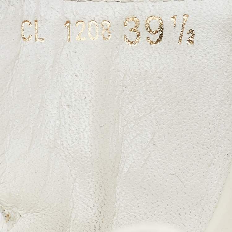 Pre Owned Dior Off White Patent Leather Cork Wedge Platform Sandals Size 39.5