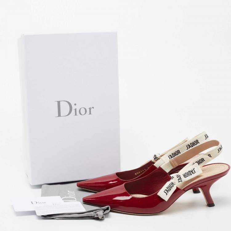Pre Owned Dior Burgundy Patent Leather J'adior Slingback Sandals Size 39.5