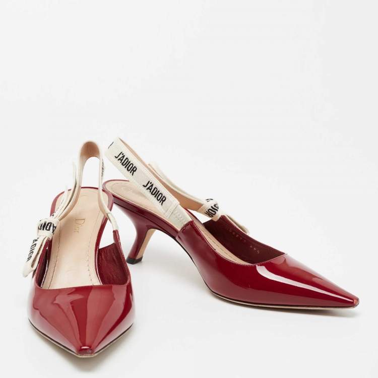 Pre Owned Dior Burgundy Patent Leather J'adior Slingback Sandals Size 39.5