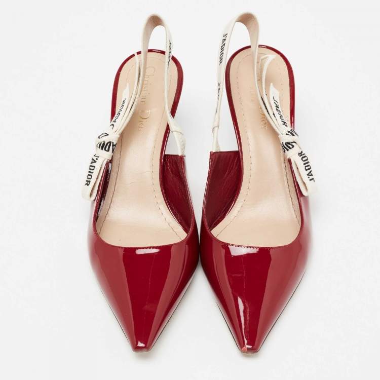 Pre Owned Dior Burgundy Patent Leather J'adior Slingback Sandals Size 39.5