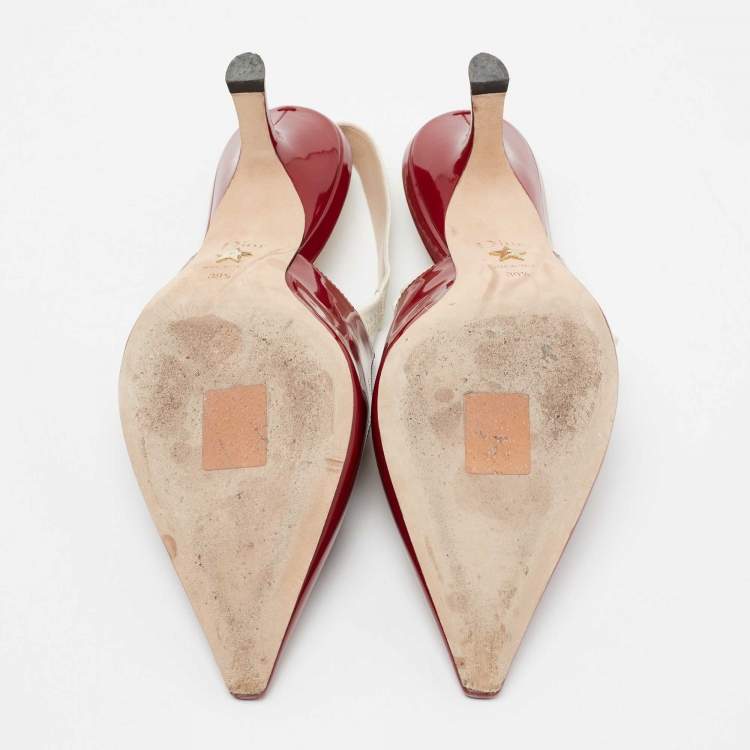 Pre Owned Dior Burgundy Patent Leather J'adior Slingback Sandals Size 39.5