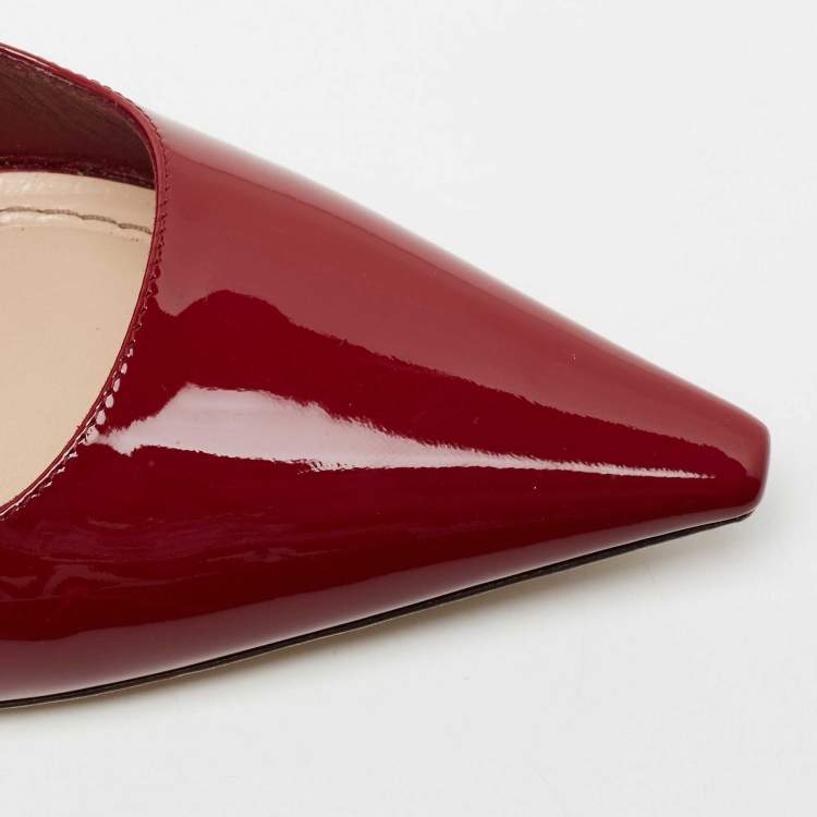 Pre Owned Dior Burgundy Patent Leather J'adior Slingback Sandals Size 39.5