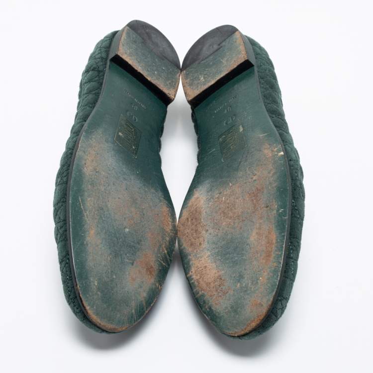 Pre Owned Dior Green Cannage Suede Flats Size 40