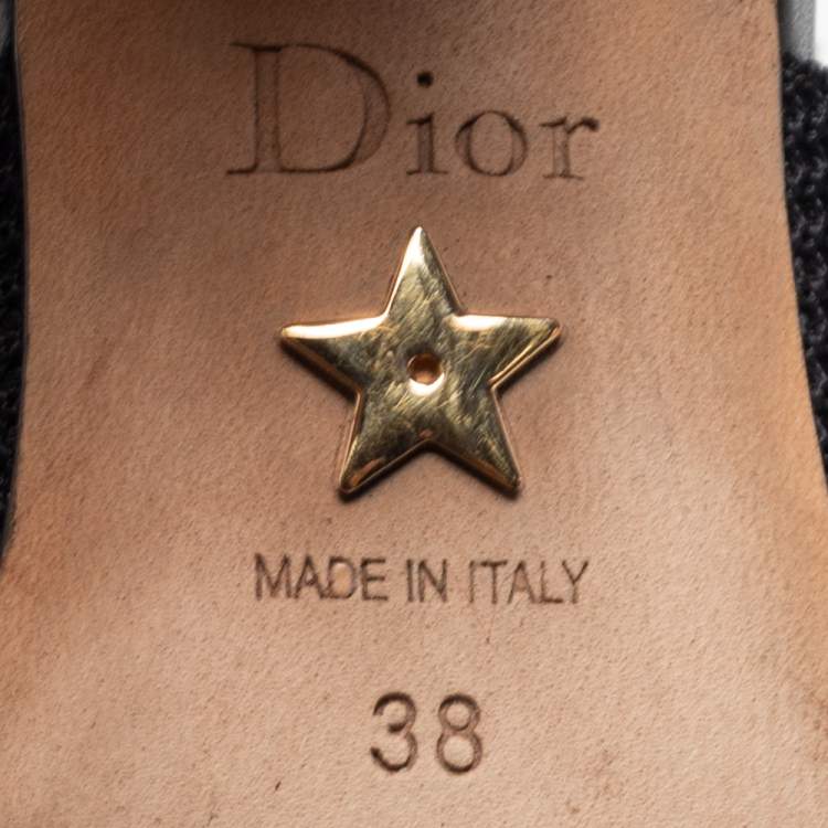 Pre Owned Dior Black Fabric J'Adior Pointed Toe Slingback Sandals Size 38