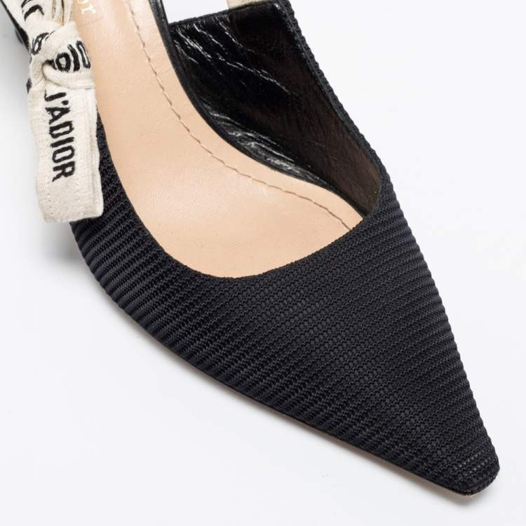 Pre Owned Dior Black Fabric J'Adior Pointed Toe Slingback Sandals Size 38