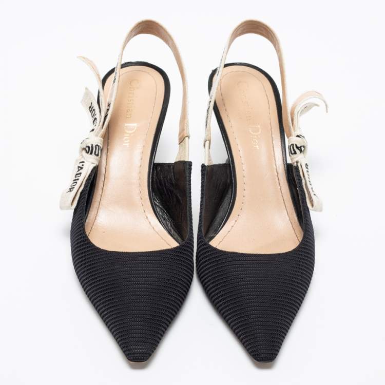 Pre Owned Dior Black Fabric J'Adior Pointed Toe Slingback Sandals Size 38