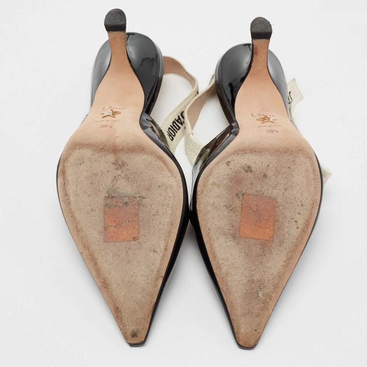 Pre Owned Dior Black Patent Leather J'adior Slingback Pumps Size 38.5