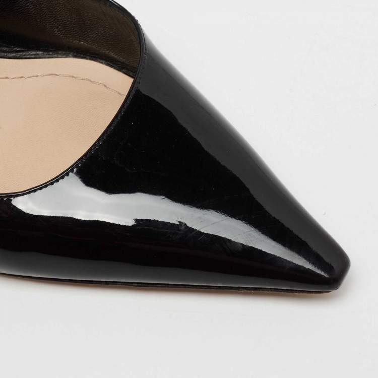 Pre Owned Dior Black Patent Leather J'adior Slingback Pumps Size 38.5